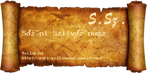 Sápi Szilvánusz névjegykártya
